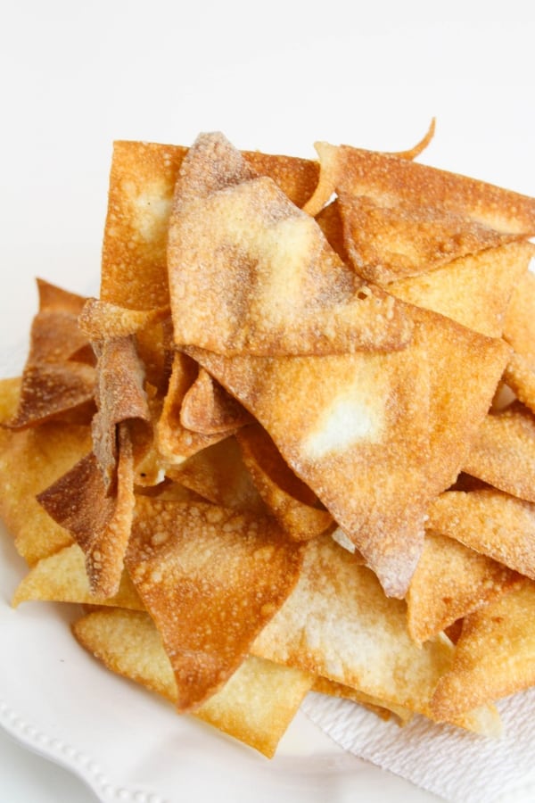 wonton chips on plate