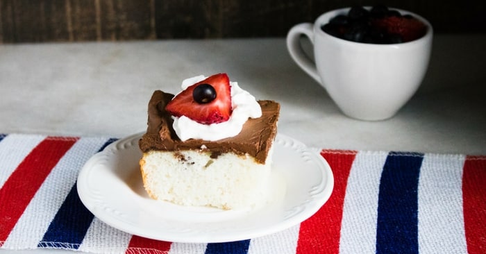 chocolate ganache white poke cake