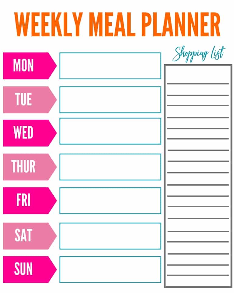 free printable weekly meal planner