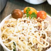 Instant Pot Cheesy Ground Beef Heirloom Tomato Pasta