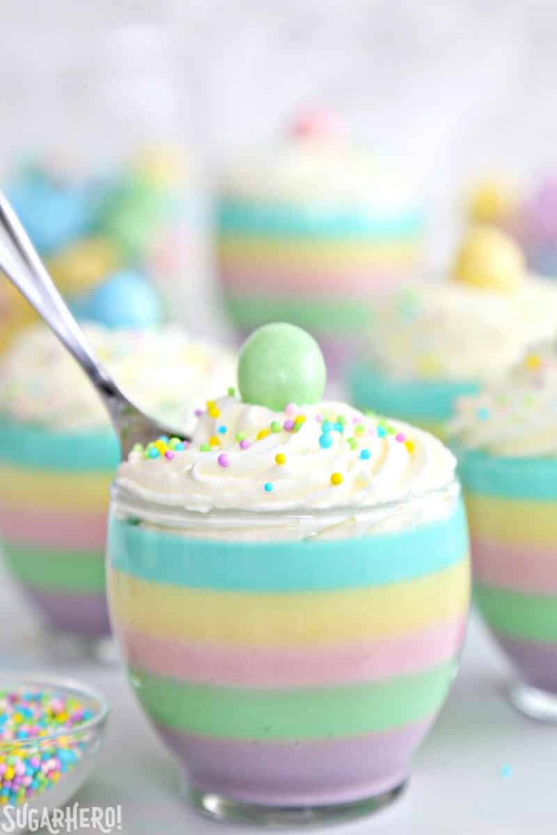 Oustanding Easter Desserts To Brighten Up Your Dessert Table   Pastel Rainbow Gelatin Cups 6 