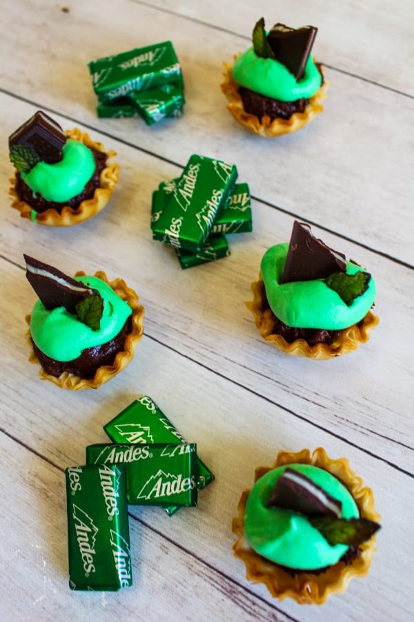 mint brownie phyllo bites