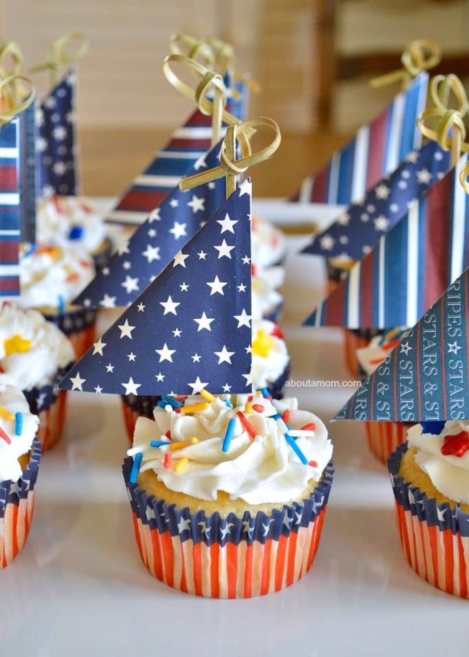 4th of july sailboat cupcakes on table displayed