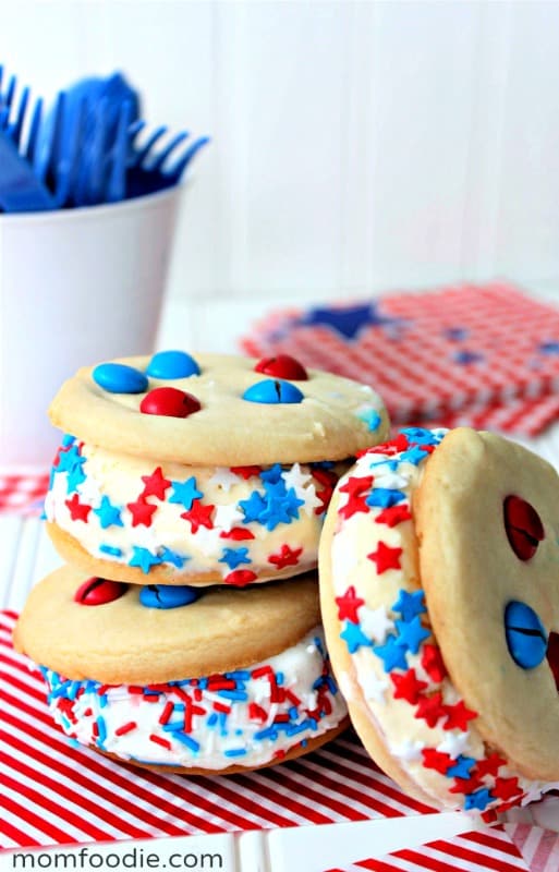 patriotic ice cream sandwiches on table 