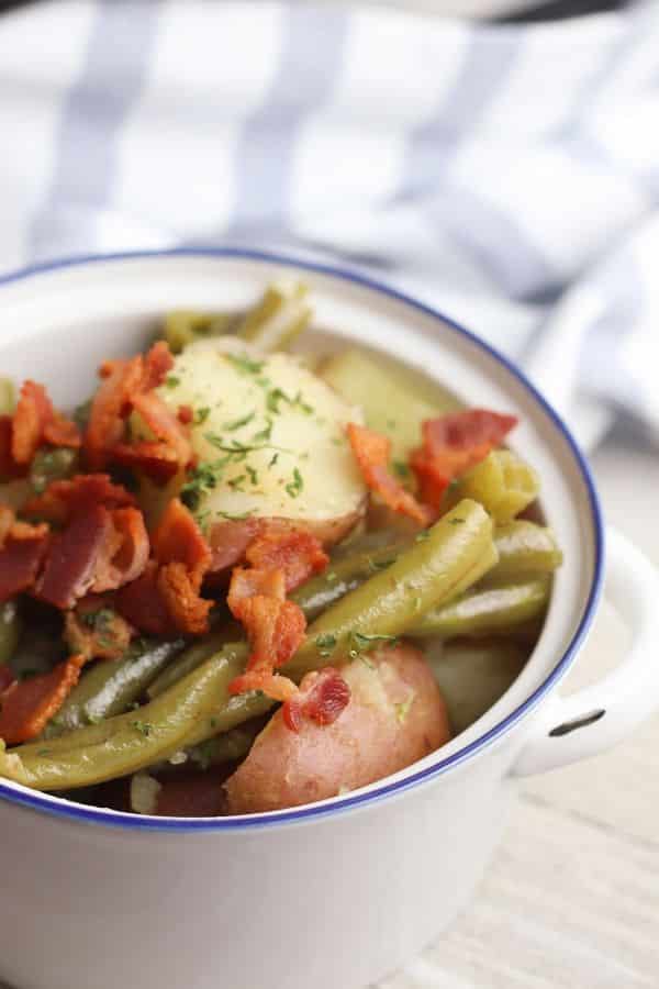  green beans and potatoes in a bowl 