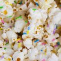 marshmallow popcorn with sprinkles over it