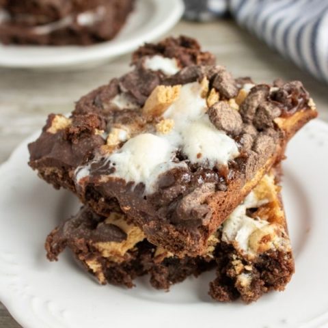 smore brownies on a plate