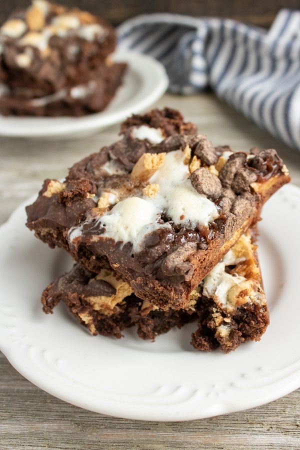 smore brownies on a plate 