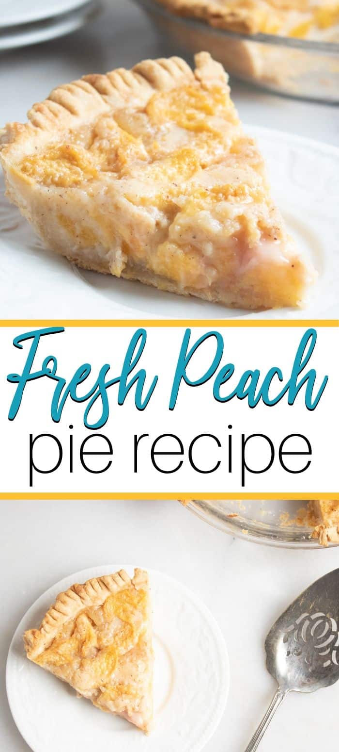 fresh peach pie sliced on plate