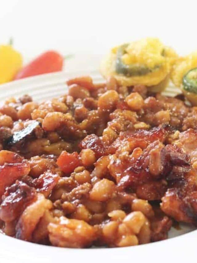 Baked Beans with Ground Beef  Story Bake Me Some Sugar