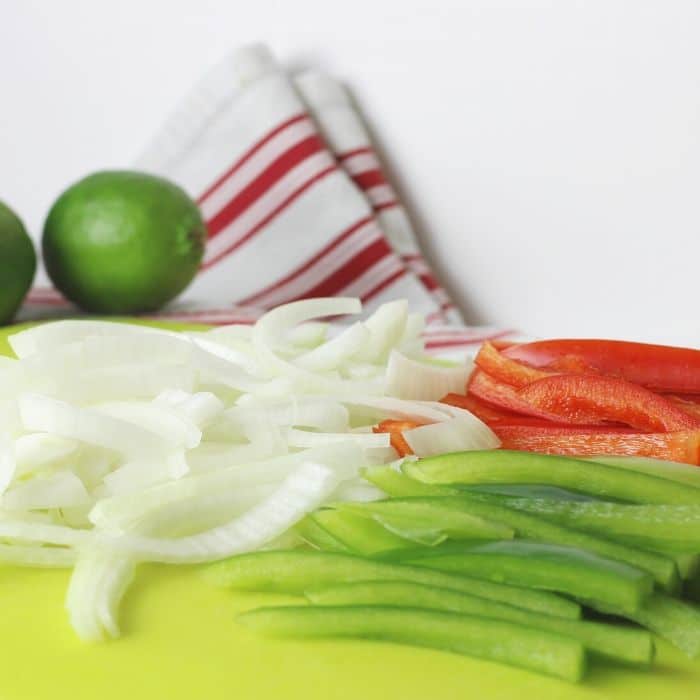 prepped vegetables for steak fajitas