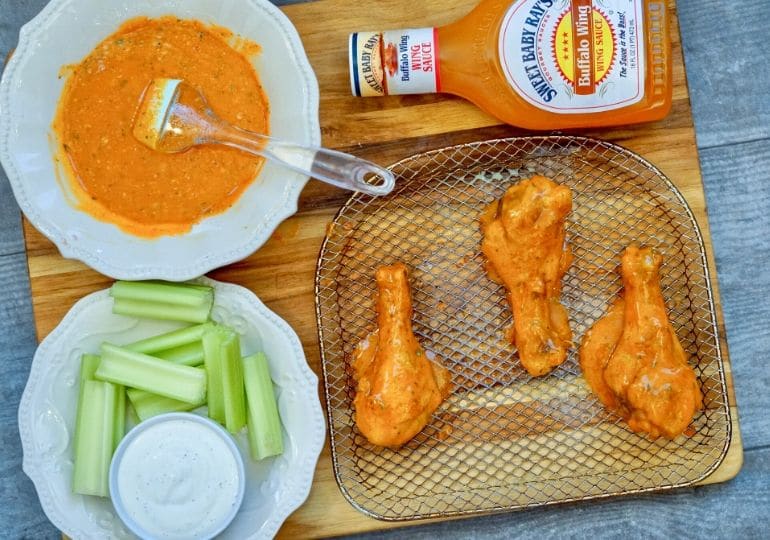 Air Fryer Chicken Drumsticks Buffalo Chicken Style • Bake Me Some Sugar