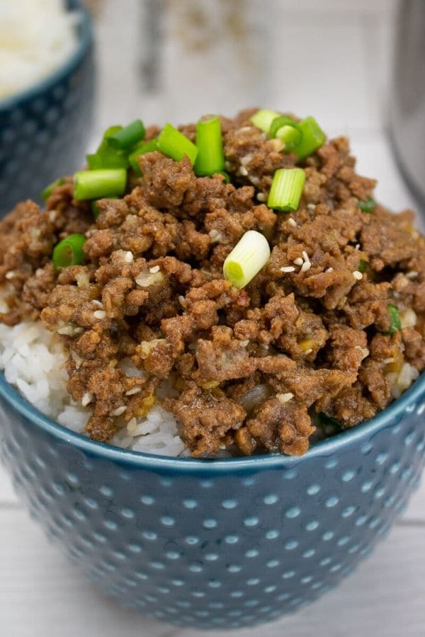 meat with green onions and sesame seeds on top 