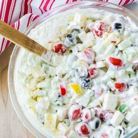 vegetable salad in a glass bowl
