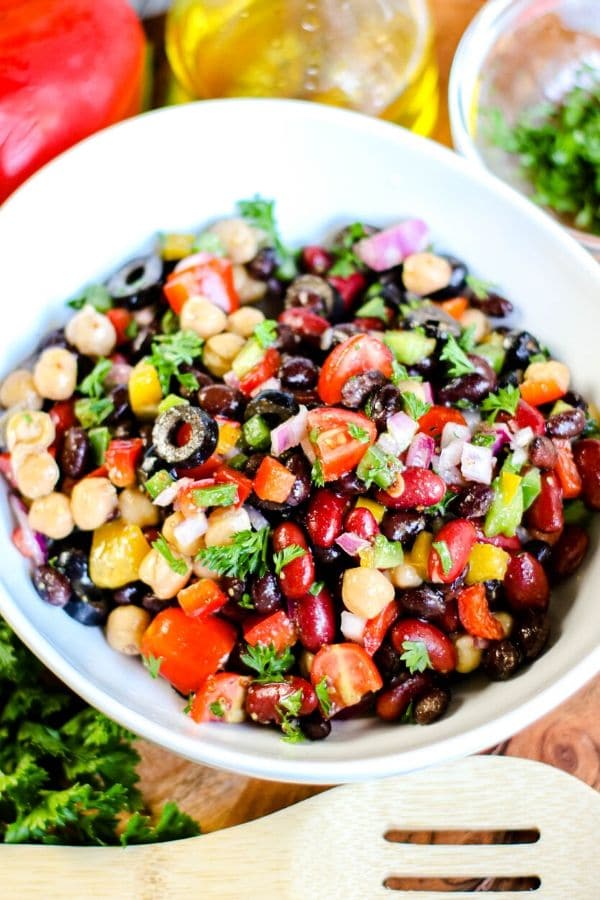 The Best Colorful Rainbow Bean Salad Recipe • Bake Me Some Sugar