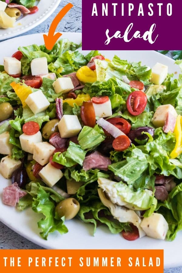 antipasto salad on a white platter