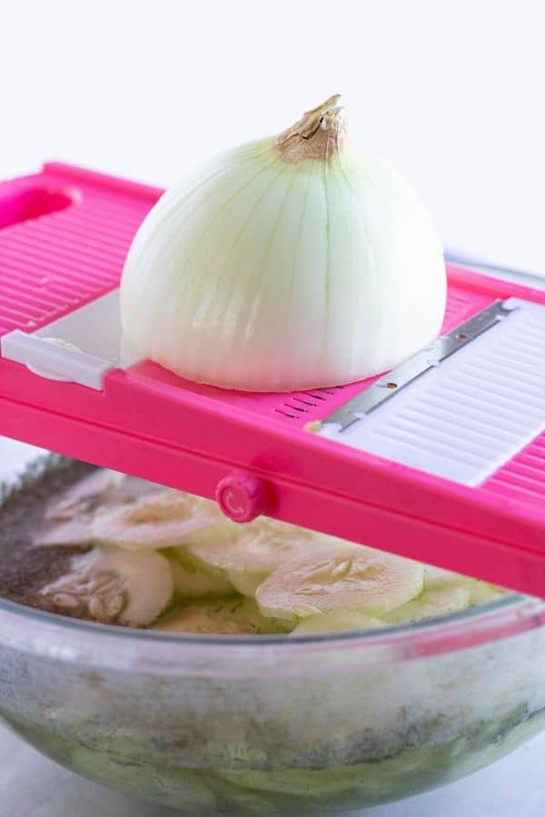 onion on a mandoline 