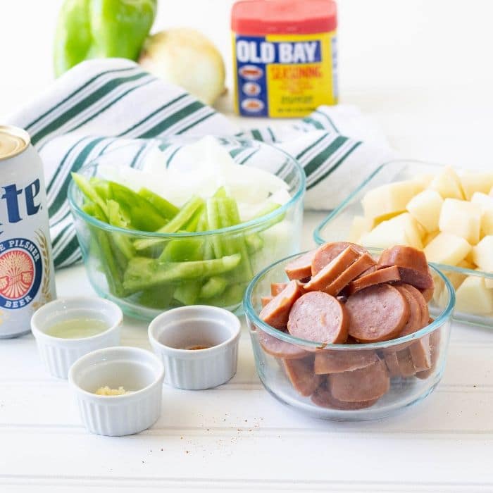 ingredients for sausage and potatoes