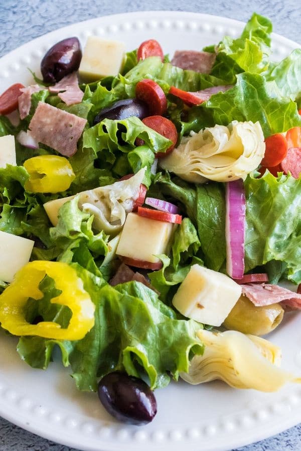 summer salad on a white plate 