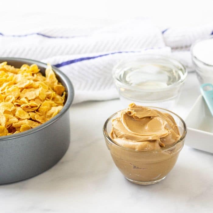 ingredients in bowl for cornflake cookies 