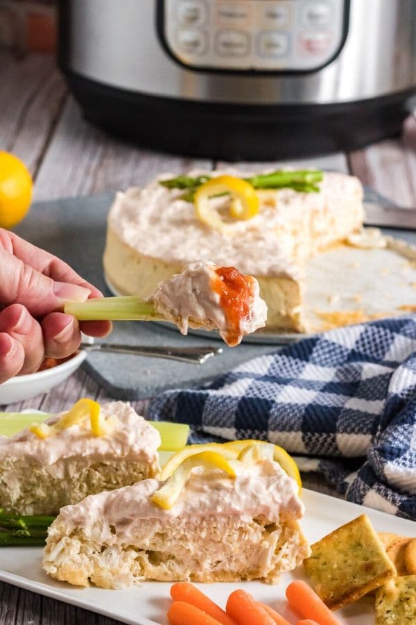 slice of crab cheesecake on a spatula