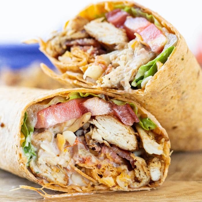 sliced chicken club wrap