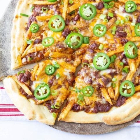 chili cheese fries pizza