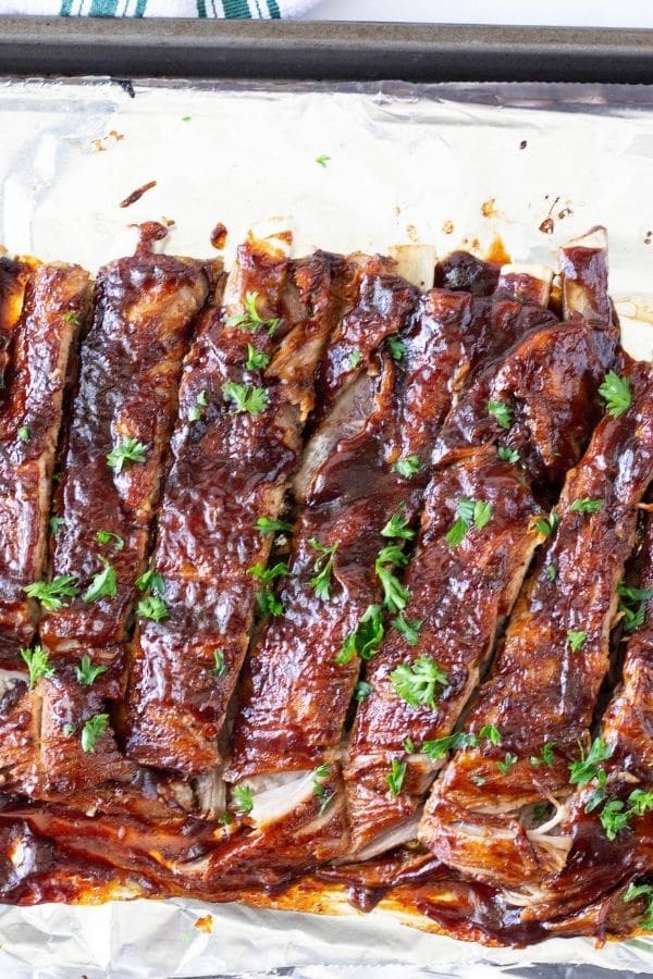 pork ribs on a pan 