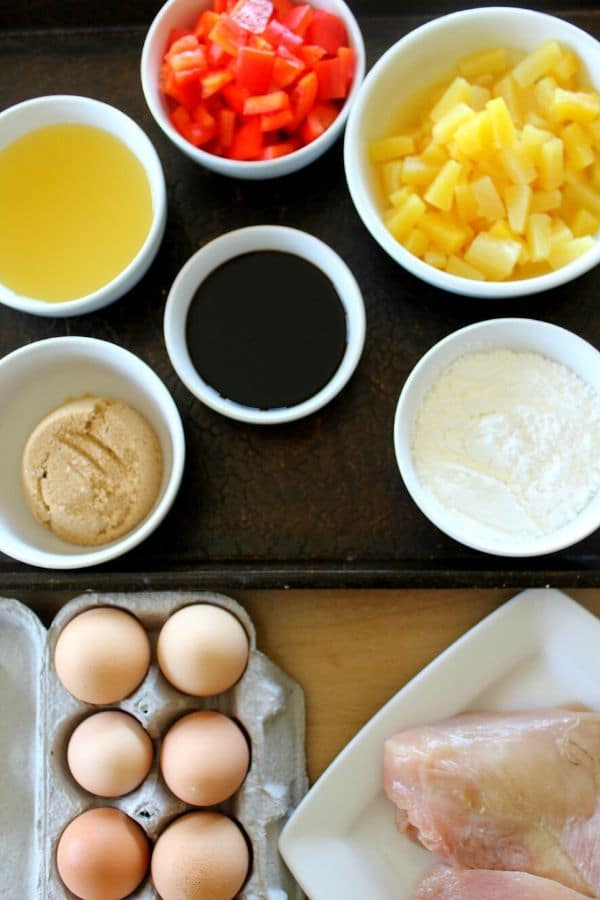 hawaiian chicken ingredients on table 