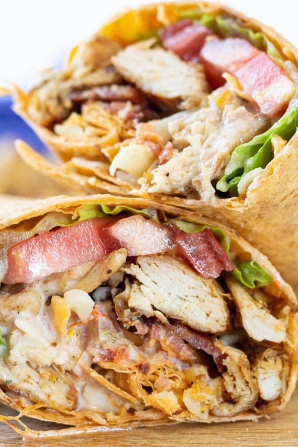 chicken wrap stacked up 