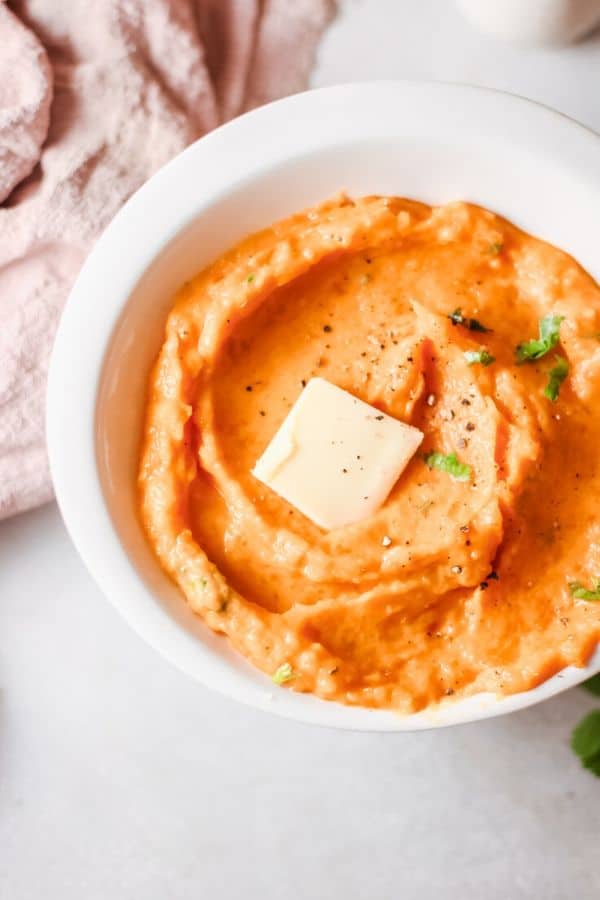 mashed sweet potatoes in a bowl 