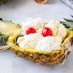 pineapple ice cream in a hollowed out pineapple