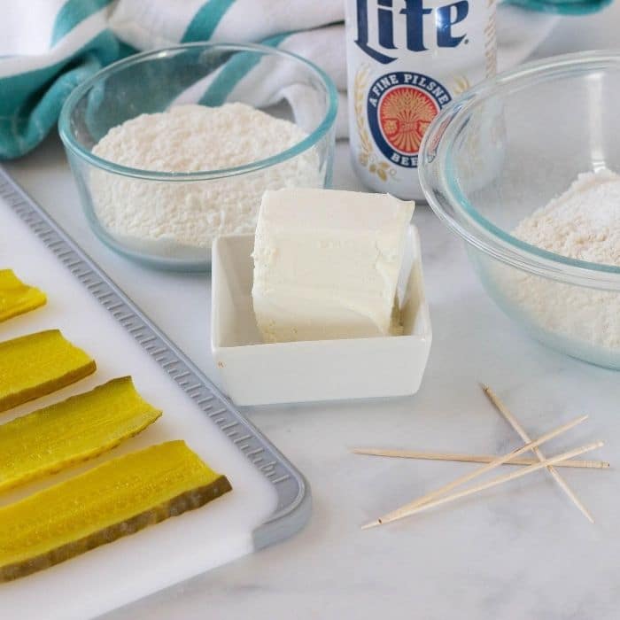 ingredients to batter pickles on table 