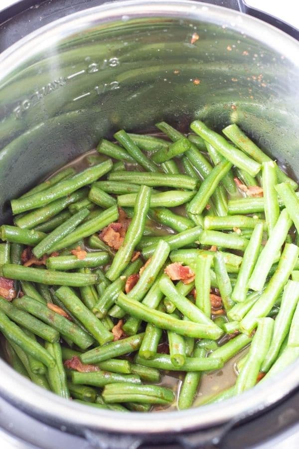 prepped green beans in Instant Pot