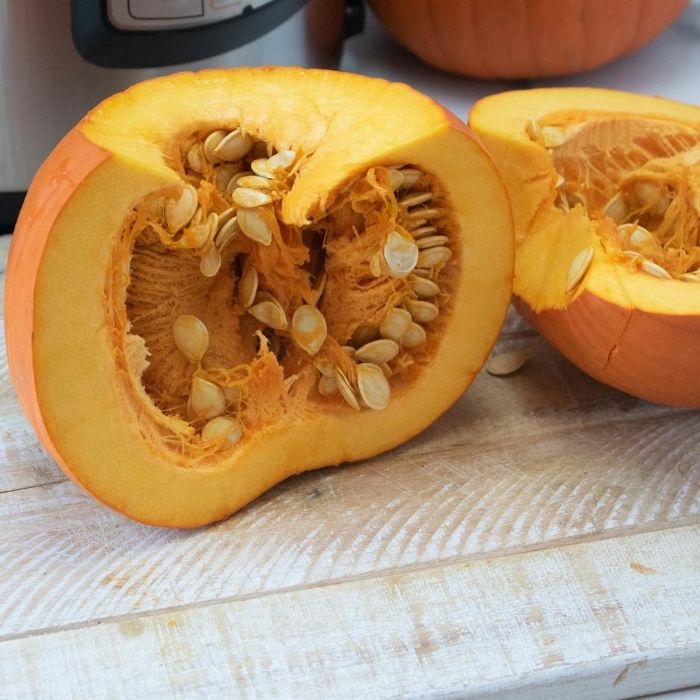 pumpkin cut in half 