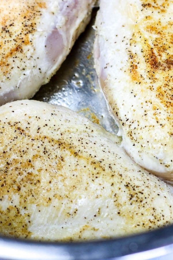 chicken breast in Instant Pot getting seared 