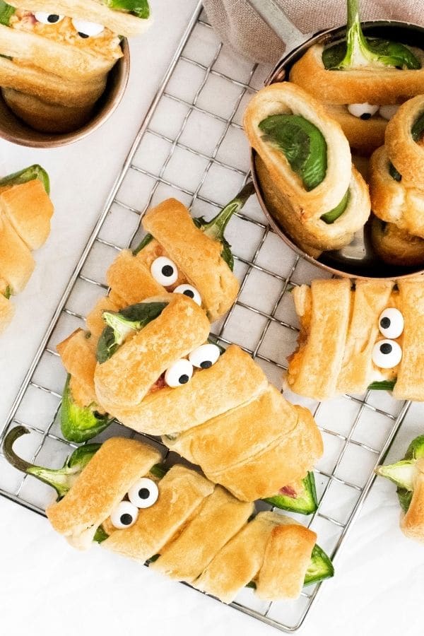 Halloween Mummy Jalapeno Popper Crescent Rolls Recipe Bake Me Some Sugar