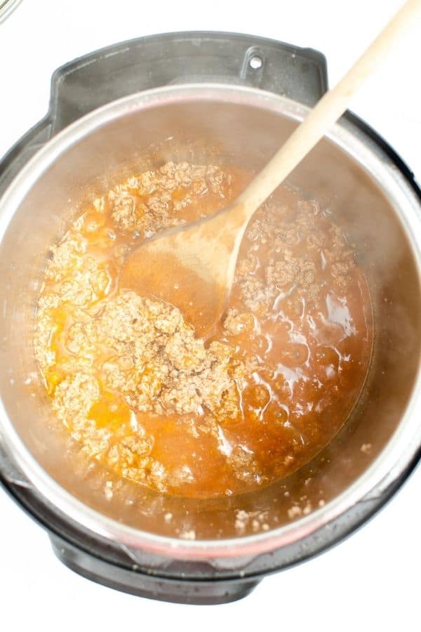 hamburger and enchilada sauce in Instant Pot 