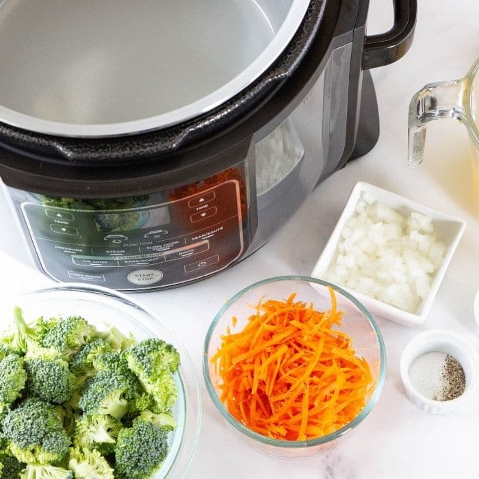 prepped ingredients for soup by ninja foodi