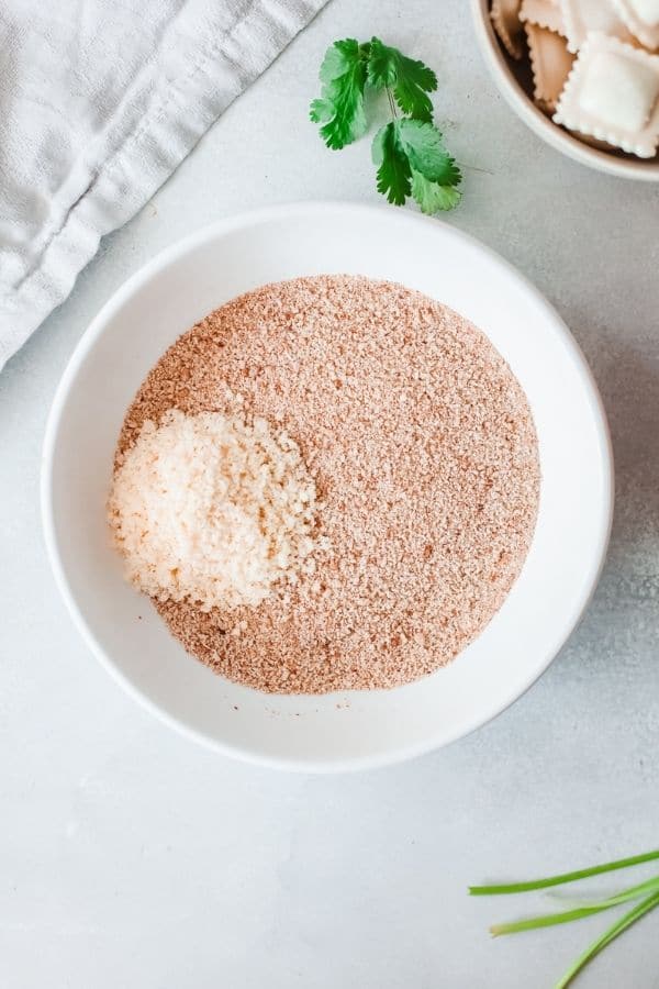 breadcrumbs and spices in bowl 