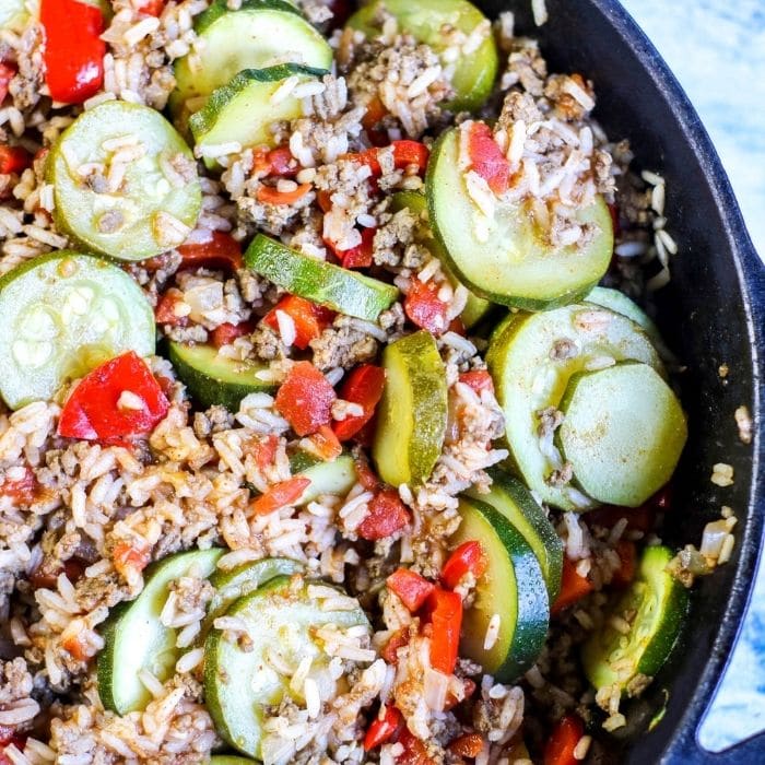 zucchini skillet dish overhead picture 