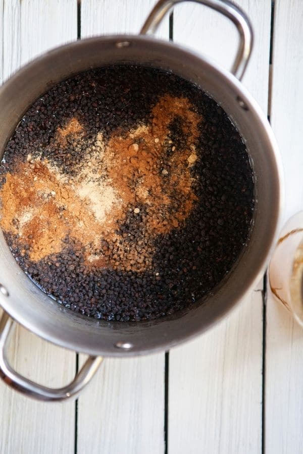 elderberry mixture in a pot