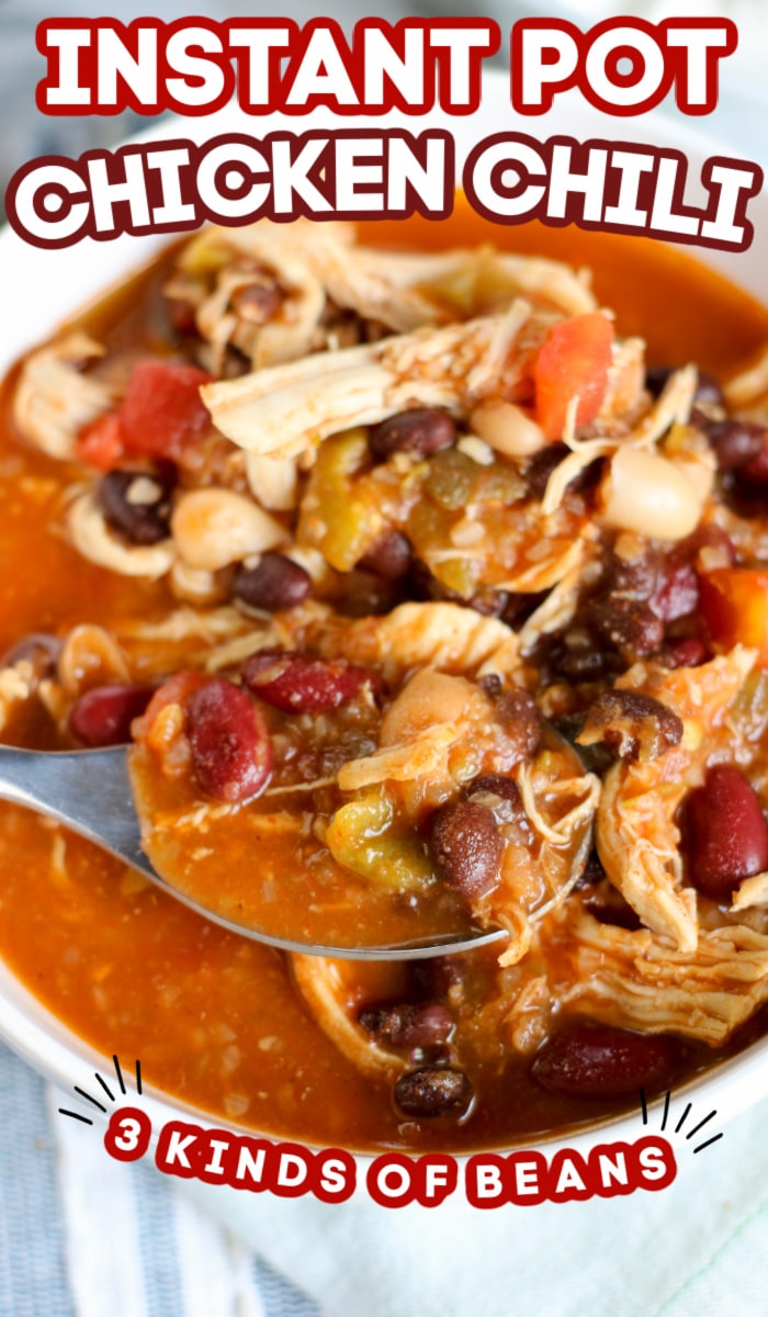 3 Bean Instant Pot Chicken Chili Recipe • Bake Me Some Sugar