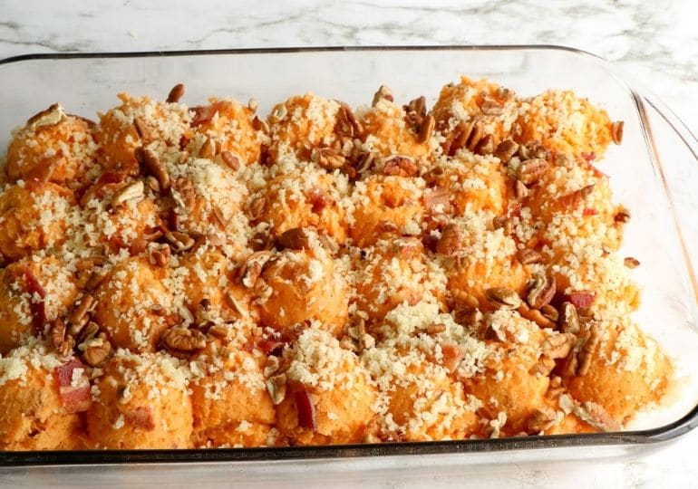 Savory Twice Baked Sweet Potato Casserole • Bake Me Some Sugar