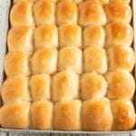 yeast rolls in a pan buttered