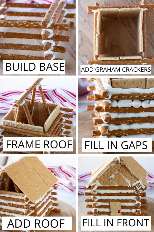 Log cabin gingerbread pictures of steps on how to make 