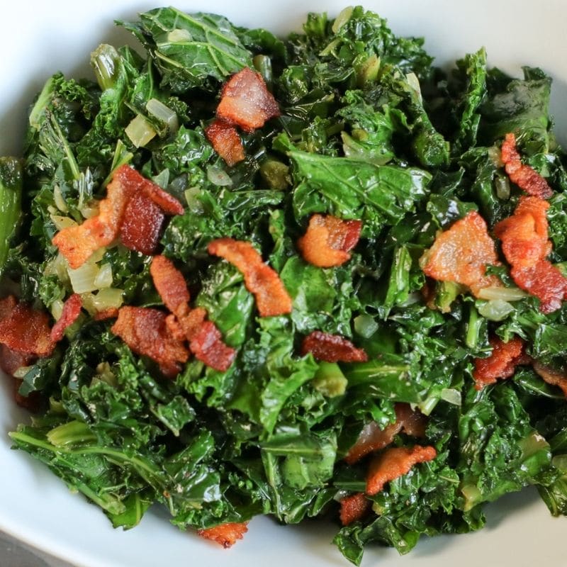 bacon kale in a bowl 