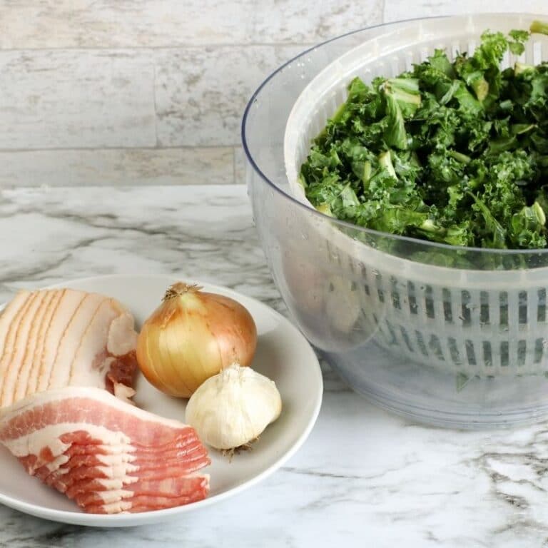 Garlic Bacon Kale Side Dish Recipe • Bake Me Some Sugar