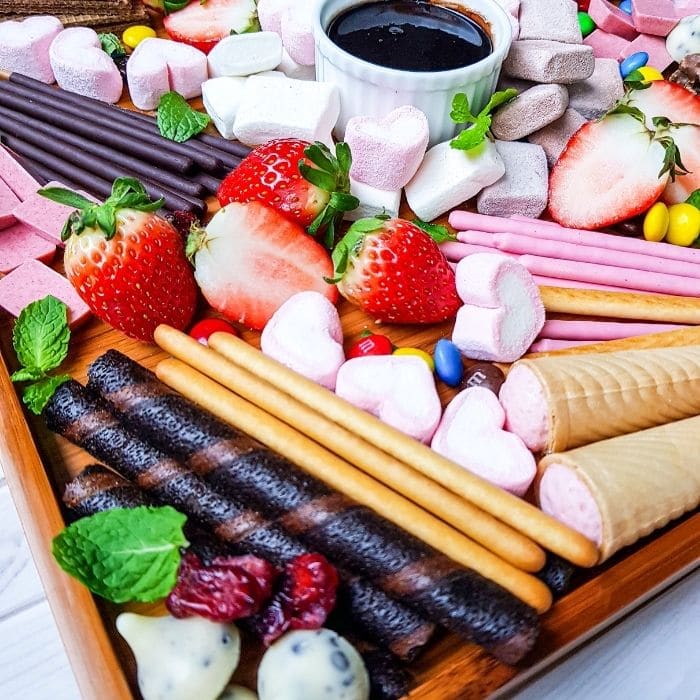 chocolate dessert board closeup 