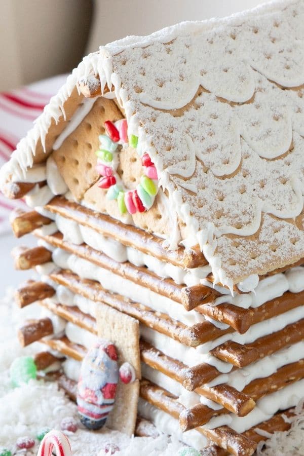 side view of a gingerbread house